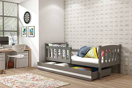 Dětská postel KUBÍK se šuplíkem 200 cm - barva grafit