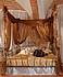 Kovová manželská postel Pamela s nebesy 180 x 200 cm - patina stříbrná