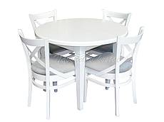 Bílý jídelní set HELENA s kulatým stolem