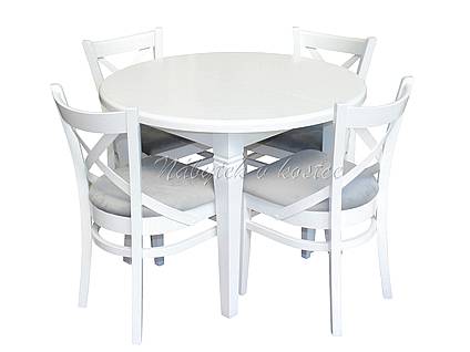 Bílý jídelní set HELENA s kulatým stolem