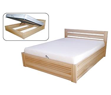 Buková manželská postel s úložným prostorem DEBORA - 160 x 200 cm - bez povrchové úpravy