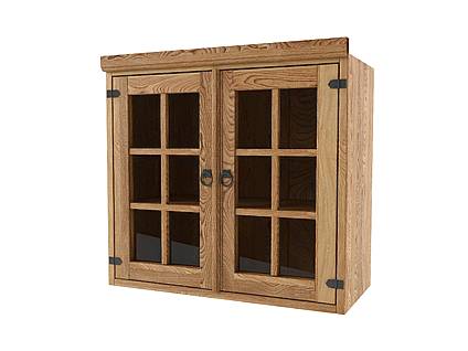 Classic Wood horní dřevěná kuchyňská skříňka s prosklenými dvířky GS82