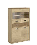 DENZEL vitrína nízká 2d2w1s dub cremona/ dub lefkas