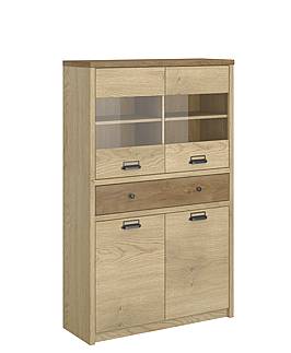 DENZEL vitrína nízká 2d2w1s dub cremona/ dub lefkas