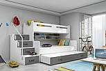 Dětská patrová postel MAX 3 s přistýlkou - bílá/grafit