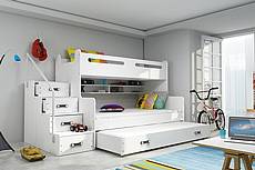 Dětská patrová postel MAX 3 s přistýlkou - bílá