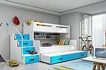 Dětská patrová postel MAX 3 s přistýlkou - bílá/modrá