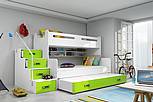 Dětská patrová postel MAX 3 s přistýlkou - bílá/zelená