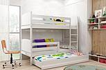 Dětská patrová postel TAMI s přistýlkou 190 cm - barva bílá