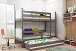Dětská patrová postel TAMI s přistýlkou 190 cm - barva grafit