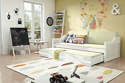 Dětská postel David s přistýlkou 200cm - barva bílá