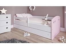 Dětská postel JULIE 140 x 80 růžová, šuplík + matrace