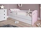 Dětská postel JULIE 160 x 80 růžová, šuplík + matrace