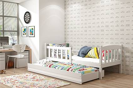 Dětská postel KUBÍK s přistýlkou 190 cm - barva bílá