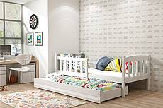 Dětská postel KUBÍK s přistýlkou 200 cm - barva bílá