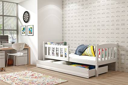 Dětská postel KUBÍK se šuplíkem 160 cm - barva bílá
