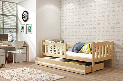 Dětská postel KUBÍK se šuplíkem 190 cm - barva přírodní