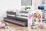 Dětská postel LUKI se šuplíkem - barva grafit - GIRL
