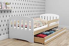 Dětská postel se šuplíkem CLASSIC - přírodní borovice