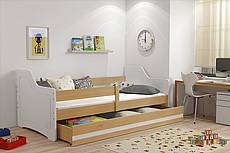 Dětská postel SOFIX se šuplíkem - barva přírodní/bílá