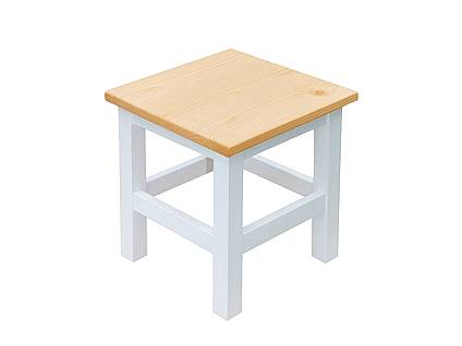 Dřevěný taburet SWEET HOME SIL02 40x40 cm SKLADEM bílá - bezbarvý vosk
