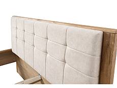 Dubová postel DENVER 14 140x200 cm s panely a úložným prostorem potahová látka ECRU