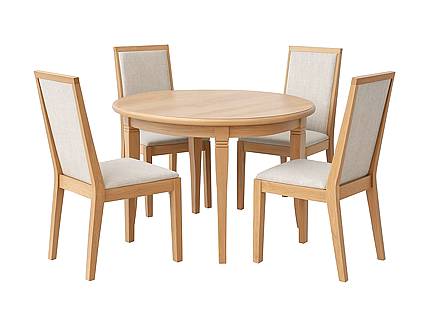 Dubový  jídelní set OSLO s kulatým stolem