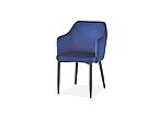 Jídelní čalouněná židle ASTOR velvet černá - modrá BLUVEL 86