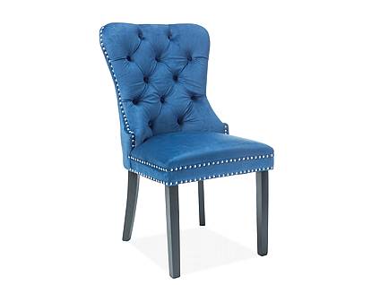 Jídelní čalouněná židle AUGUST velvet černá - modrá BLUVEL 86