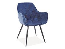 Jídelní čalouněná židle CHERRY MATT velvet černá - modrá 79