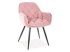 Jídelní čalouněná židle CHERRY MATT velvet černá - růžová 63
