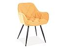 Jídelní čalouněná židle CHERRY MATT velvet černá - žlutá 48