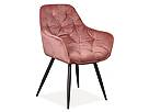 Jídelní čalouněná židle CHERRY velvet černá - růžová BLUVEL 52