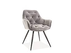 Jídelní čalouněná židle CHERRY velvet černá - šedá BLUVEL 14