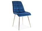 Jídelní čalouněná židle CHIC velvet chrom - modrá BLUVEL 86