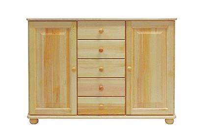 Kombinovaná komoda z masivu Nikolas 2D5S, š.118 cm - přírodní