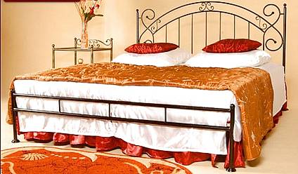 Kovová manželská postel Amanda bez předního čela 160 x200 cm - patina stříbrná