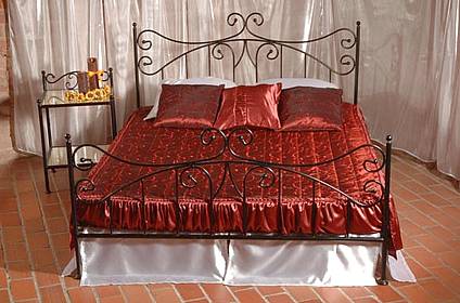 Kovová manželská postel Erika 180 x 200 cm - patina stříbrná