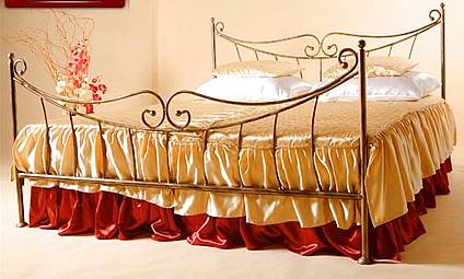 Kovová manželská postel Kornelie 160 x 200 cm - patina zlatá