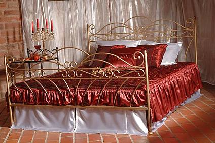Kovová manželská postel Viking  160 x 200 cm - patina zlatá