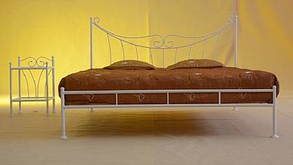 Kovová postel Kornelie bez předního čela 140 x 200 cm - barva bílá
