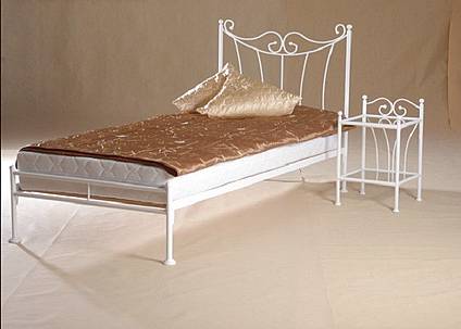Kovová postel Kornelie bez předního čela 90 x 200 cm - barva bílá