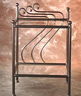 Kovový noční stolek Oáza - Roxana velký - patina stříbrná