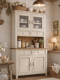 Kredenc LEVANDE SLIM R2P z masivu krémová