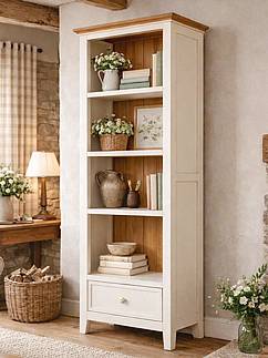 Masivní knihovna LEVANDE SLIM REG1P krémová