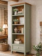 Masivní knihovna LEVANDE SLIM REG1P olivová