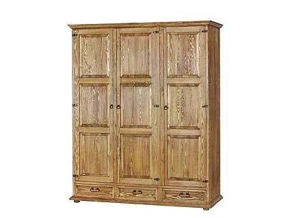 Masivní šatní skříň Classic Wood Slim SZY103/1 třídvéřová - v celku