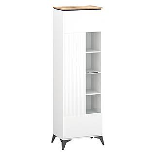 Moderní vitrína Velvet 1W bílá / dub evok