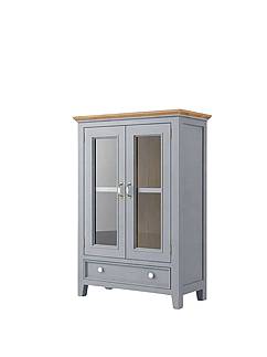 Nízká vitrína LEVANDE SLIM W10P z masivu šedomodrá