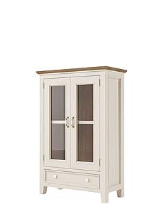 Nízká vitrína LEVANDE W10P z masivu krémová